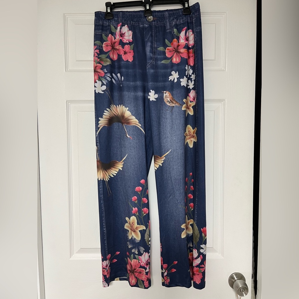 Floral Print Women's Jeggingd - Picture 1 of 8